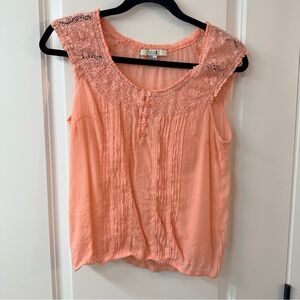 Forever 21 Coral Lace Accent Blouse
